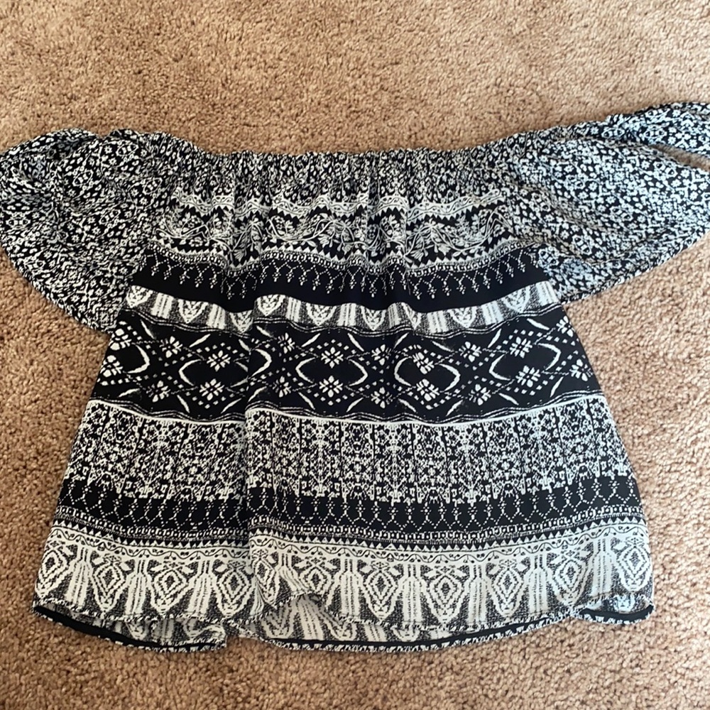 Black and white off the shoulder top